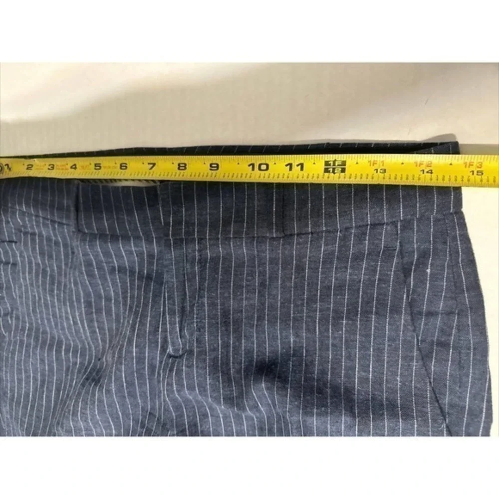 Banana Republic Factory White Navy Blue Ryan Pinstripe Straight Leg Pants Sz 00P